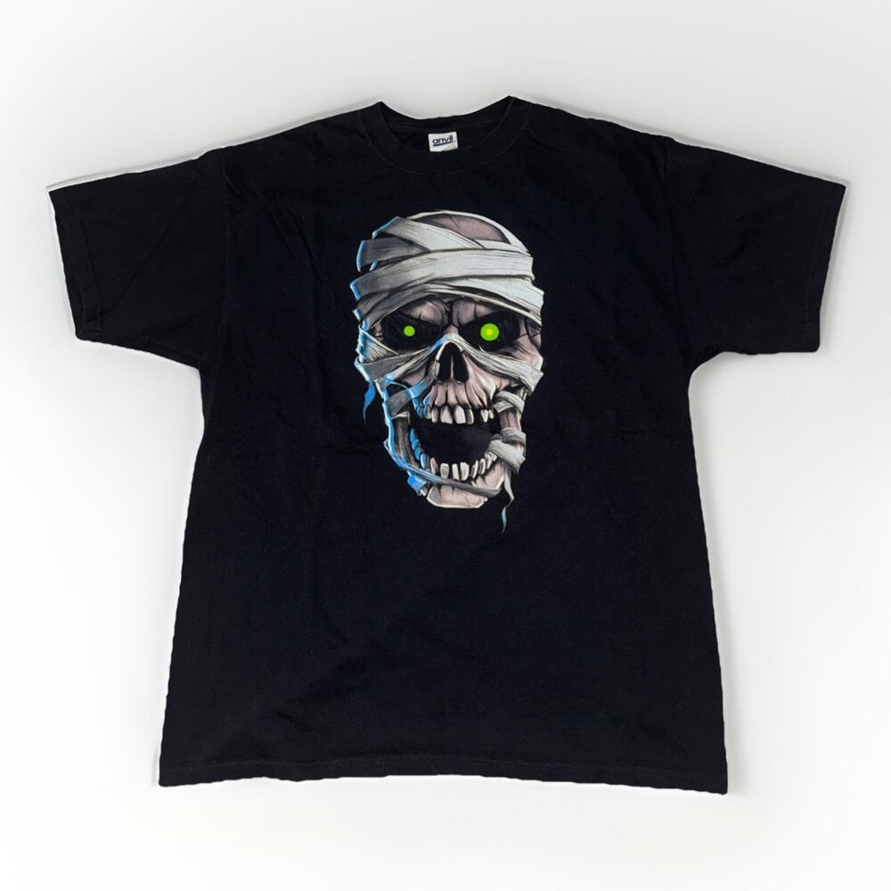 Vintage Anvil Mummy Graphic T-Shirt Black XL 22x29
